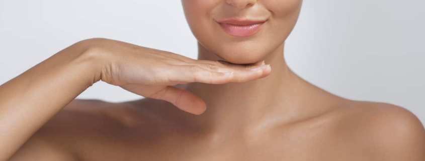 Natural-looking lips after lip filler treatment.